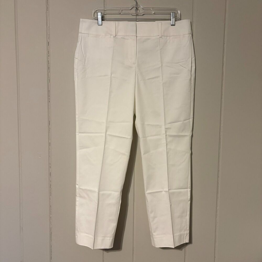 Ann Taylor Crop Pants Signature Length White Preppy Casual Office Size 10 NWT